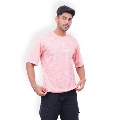 Life is Good Oversized T-shirt for Men Pink