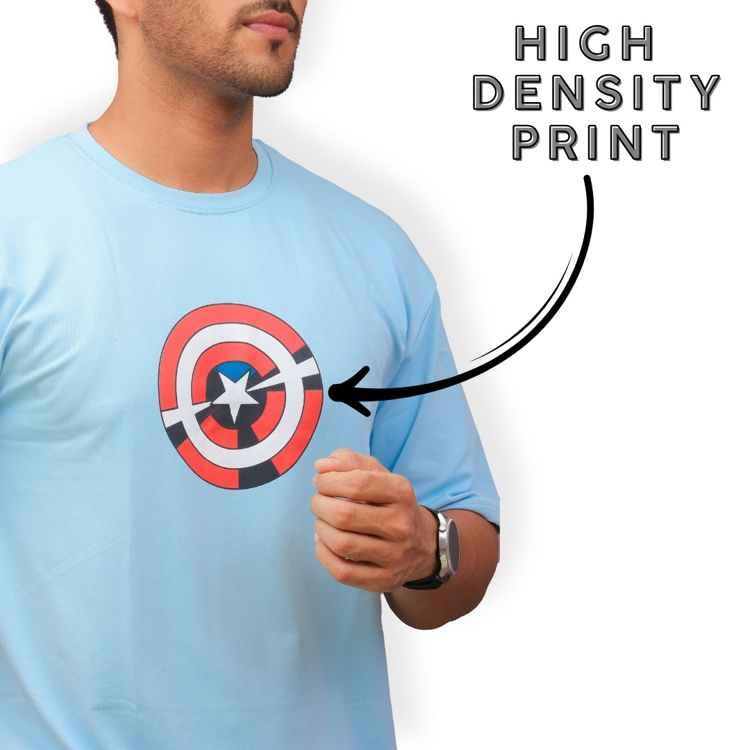 Front & Back print Oversized T-shirt Blue