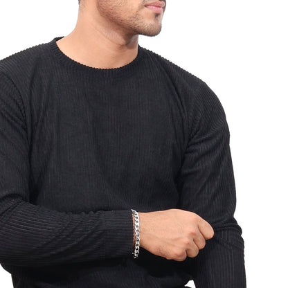 Corduroy Full Sleeves T-shirt for Men Black