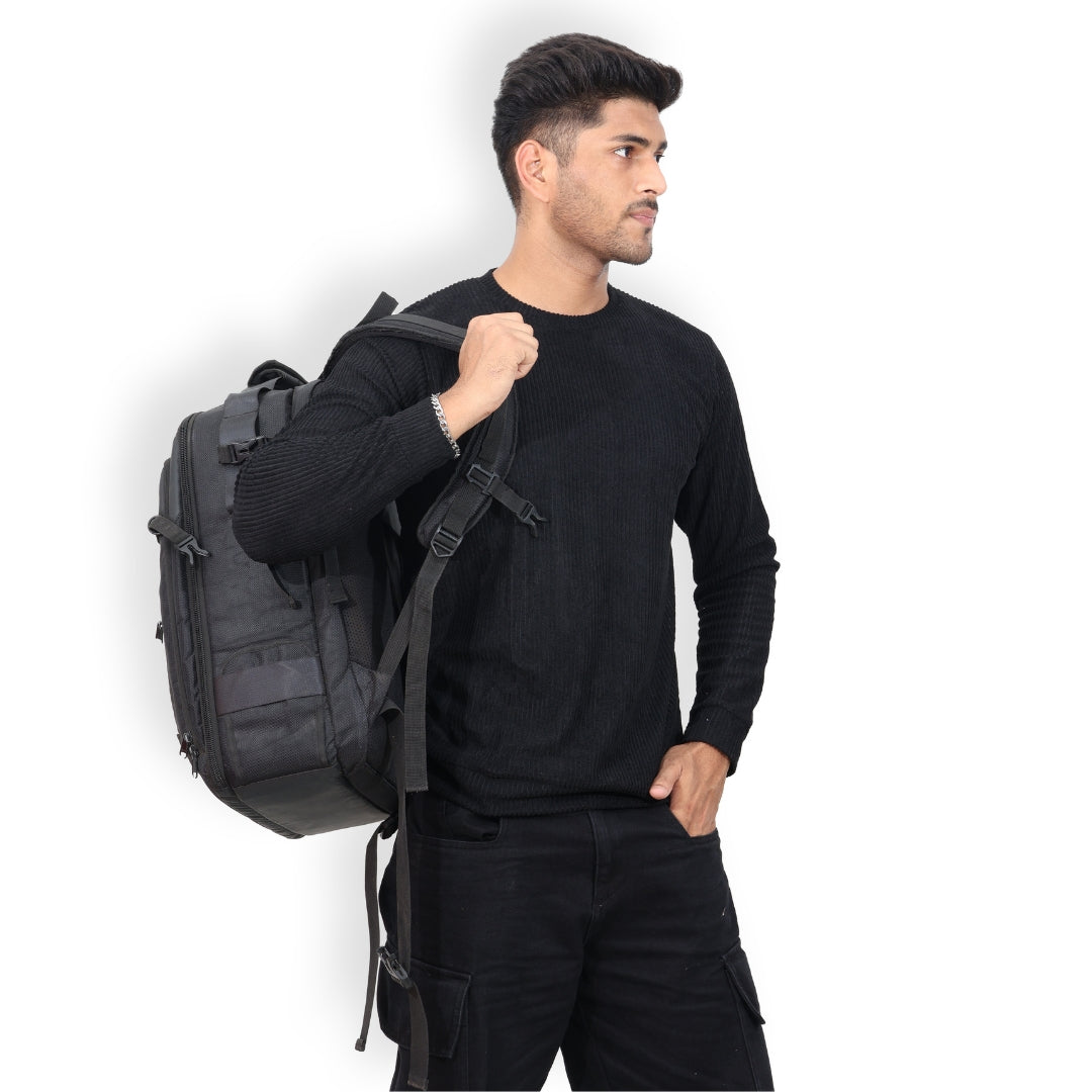 Corduroy Full Sleeves T-shirt for Men Black