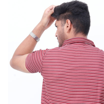 Men Half Zipper Polo T-Shirt Half Sleeves Red