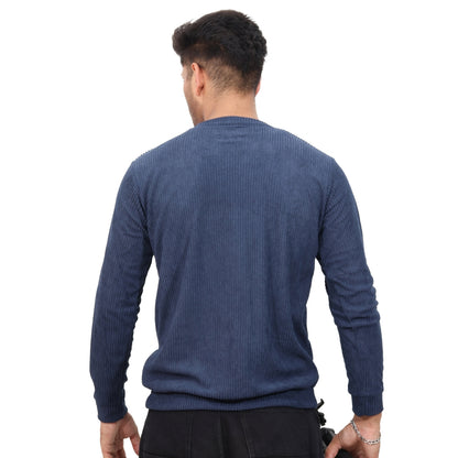 Corduroy Full Sleeves T-shirt for Men Navy