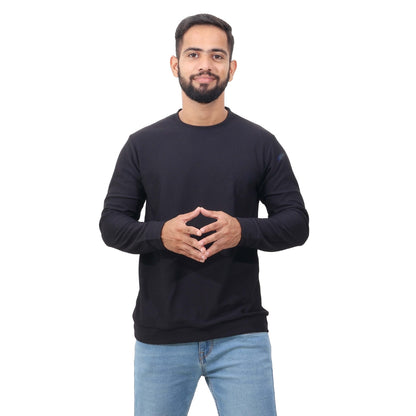 Textured Full Sleeves T-Shirt Black