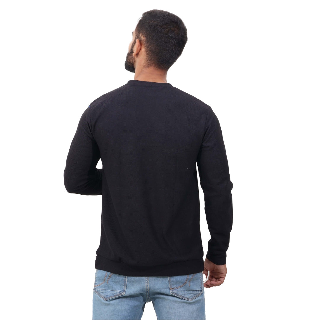 Textured Full Sleeves T-Shirt Black