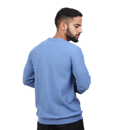 Textured Full Sleeves T-Shirt Blue
