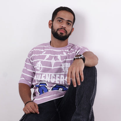 Lavendar Avengers Oversized T-shirt for Men