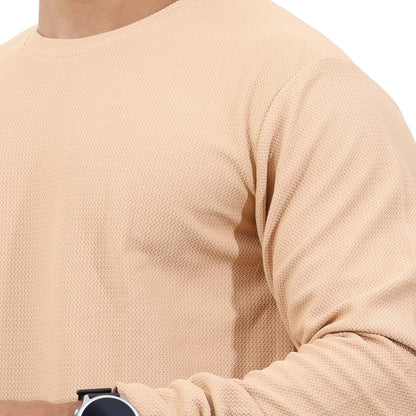 Textured Full Sleeves T-Shirt Cream