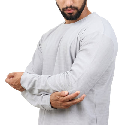Textured Full Sleeves T-Shirt Grey