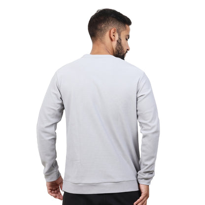 Textured Full Sleeves T-Shirt Grey
