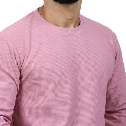 Textured Full Sleeves T-Shirt Pink