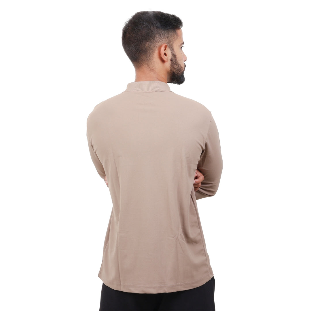 Men Polo T-Shirt Full Sleeves Brown