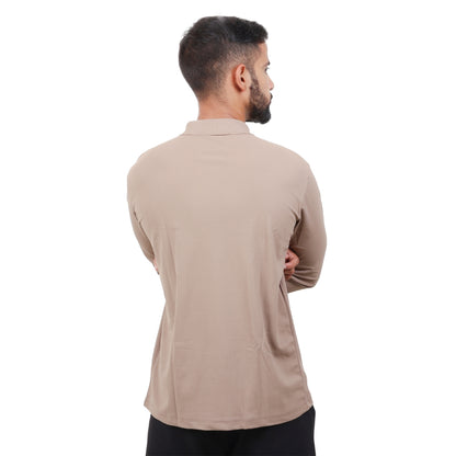 Men Polo T-Shirt Full Sleeves Brown