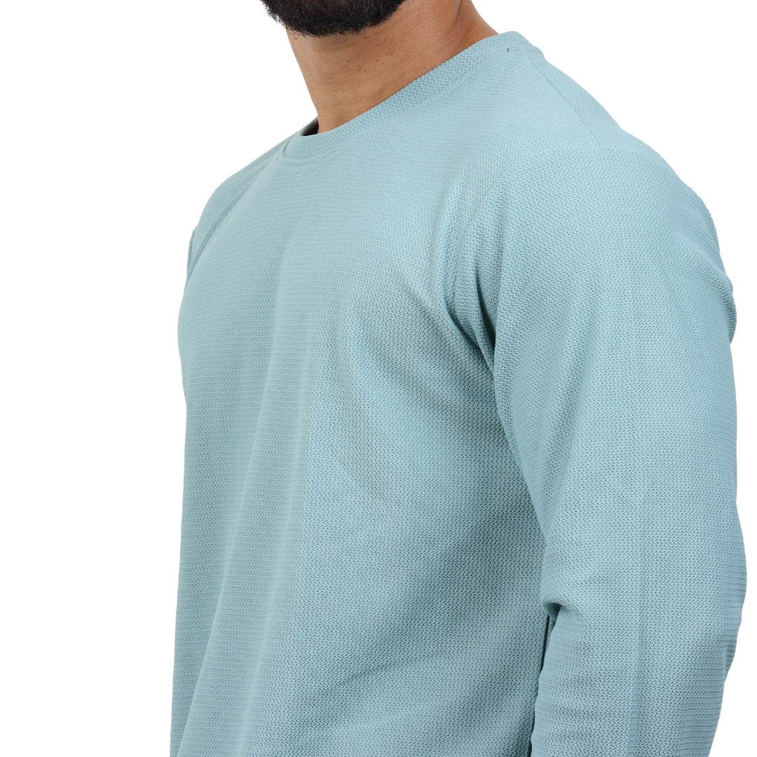 Textured Full Sleeves T-Shirt Sky