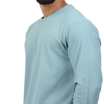 Textured Full Sleeves T-Shirt Sky