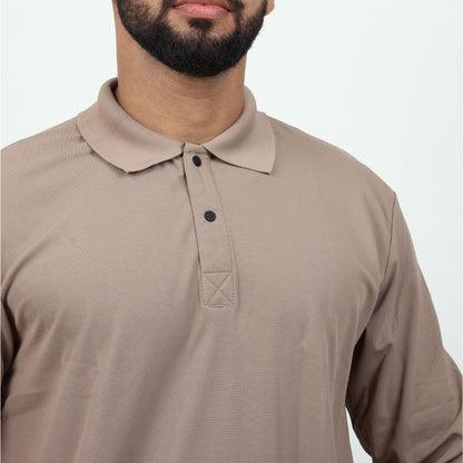 Men Polo T-Shirt Full Sleeves Brown