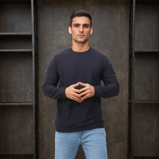 Textured Full Sleeves T-Shirt Black
