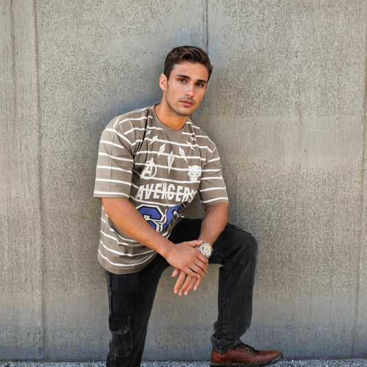 Brown Avengers Oversized T-shirt for Men
