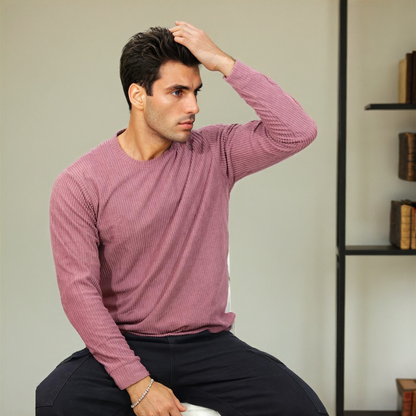 Corduroy Full Sleeves T-shirt for Men Pink