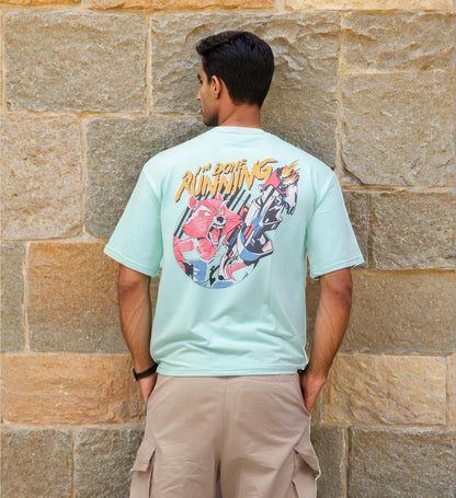 Front & Back print Oversized T-shirt Green