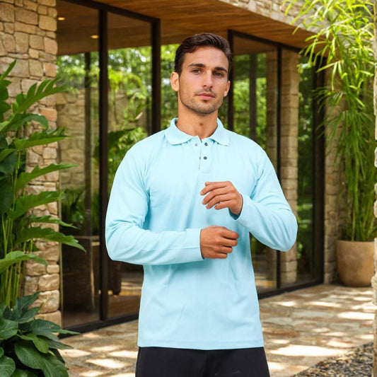 Men Polo T-Shirt Full Sleeves Mint Green