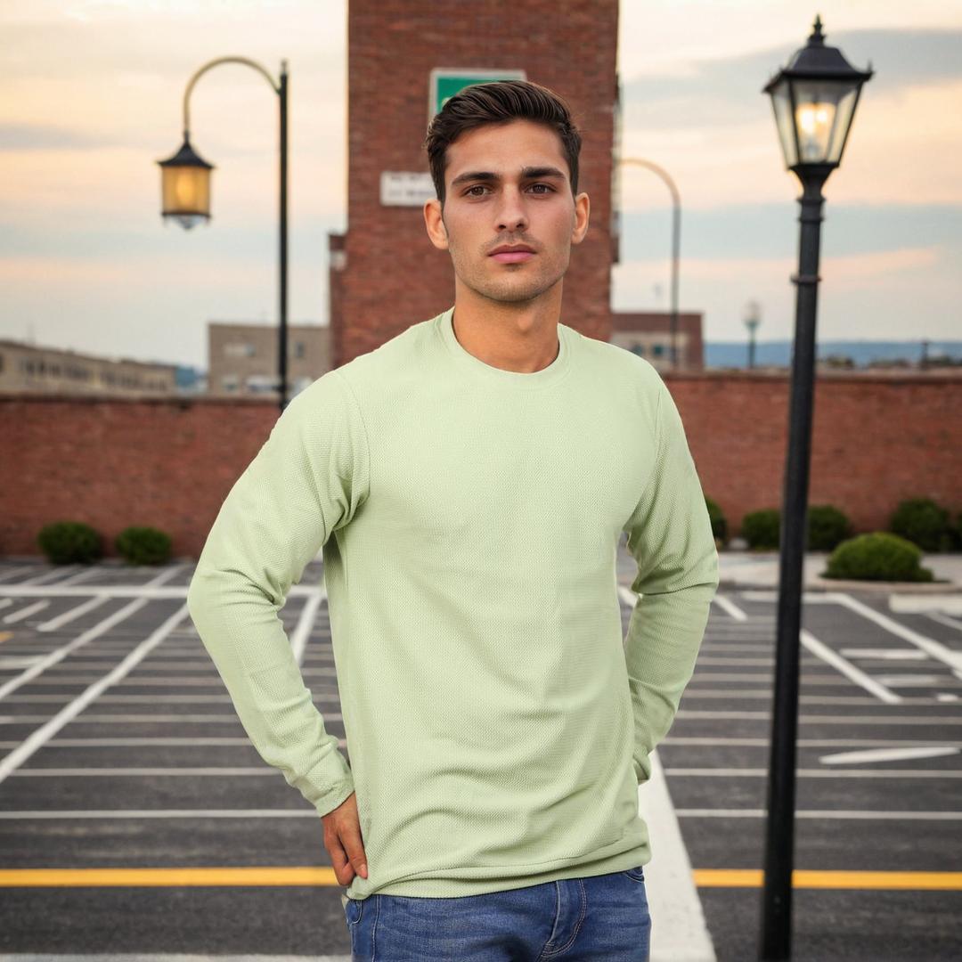 Textured Full Sleeves T-Shirt Pista
