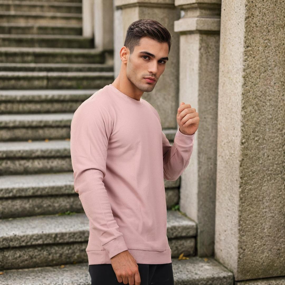 Textured Full Sleeves T-Shirt Lavendar