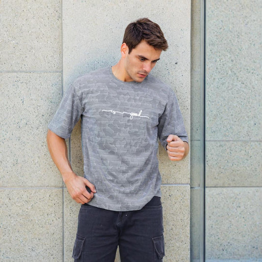 Life is Good Oversized T-shirt for Men Grey