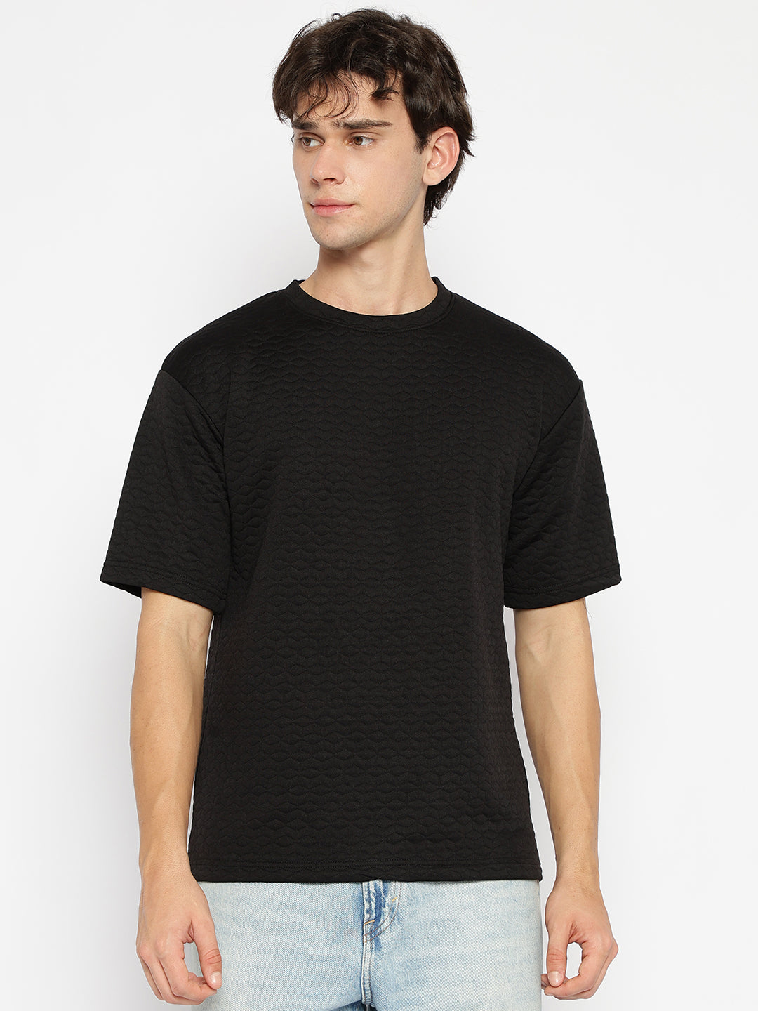 Men Textured oversized T-shirt Black