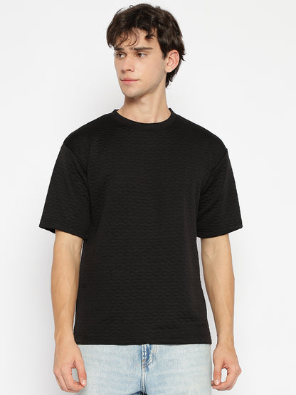 Men Textured oversized T-shirt Black