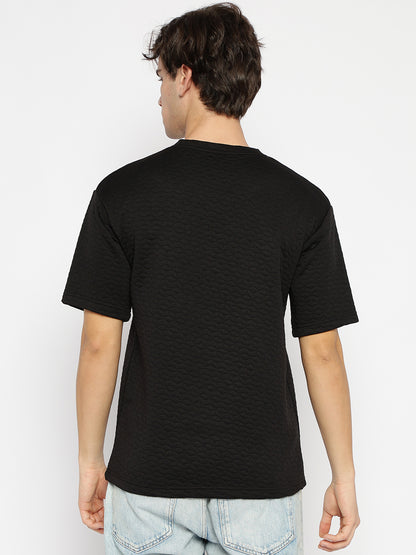 Men Textured oversized T-shirt Black