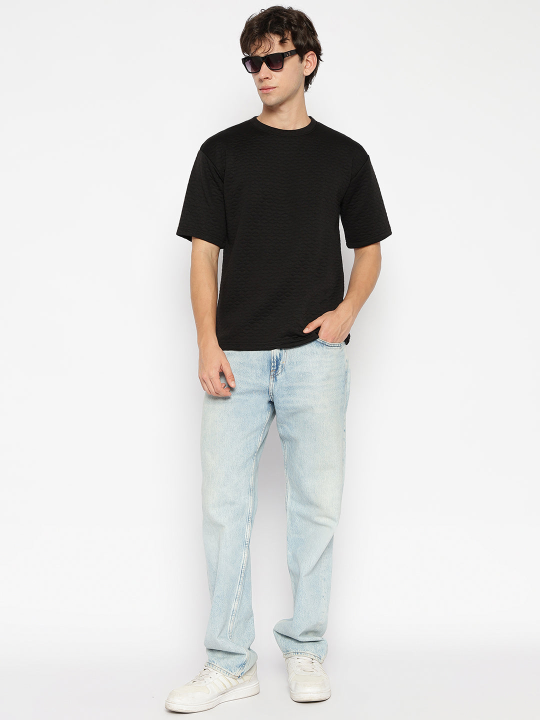 Men Textured oversized T-shirt Black
