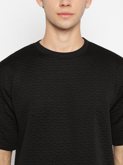 Men Textured oversized T-shirt Black