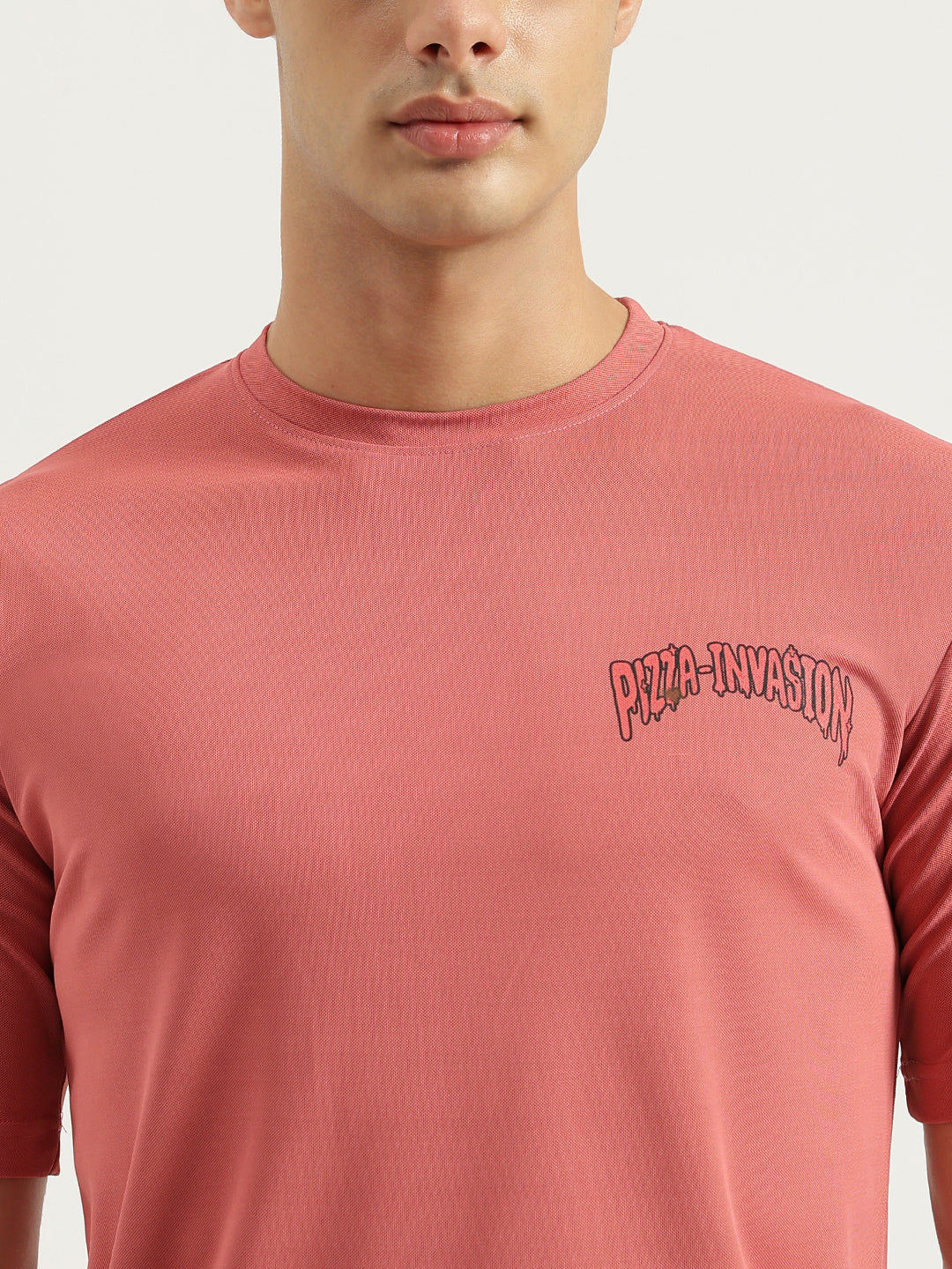 Pizza Invasion Back Print Oversized T-shirt Pink