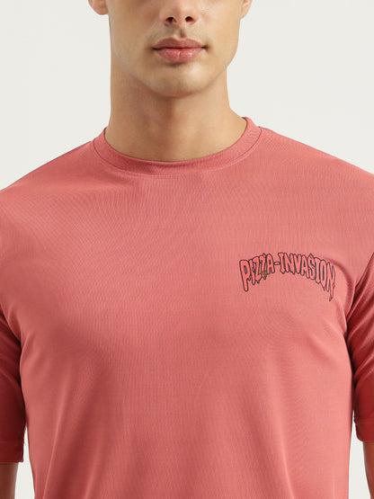 Pizza Invasion Back Print Oversized T-shirt Pink