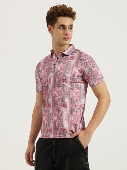 Printed 3 Button Polo T-shirt for Men