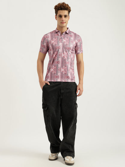 Printed 3 Button Polo T-shirt for Men