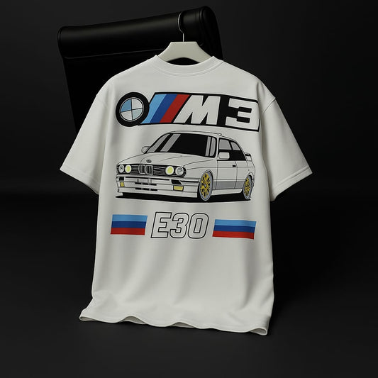 Drift E30 Premium Oversized Unisex T-shirt | 240 GSM Imported Looper | White